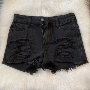 Hollister Black High-Rise Boyfriend Shorts